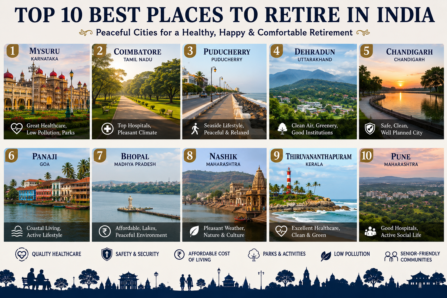 Top 10 Best Places to Retire in India: Peaceful, Safe, and Affordable Destinations for Senior Citizens