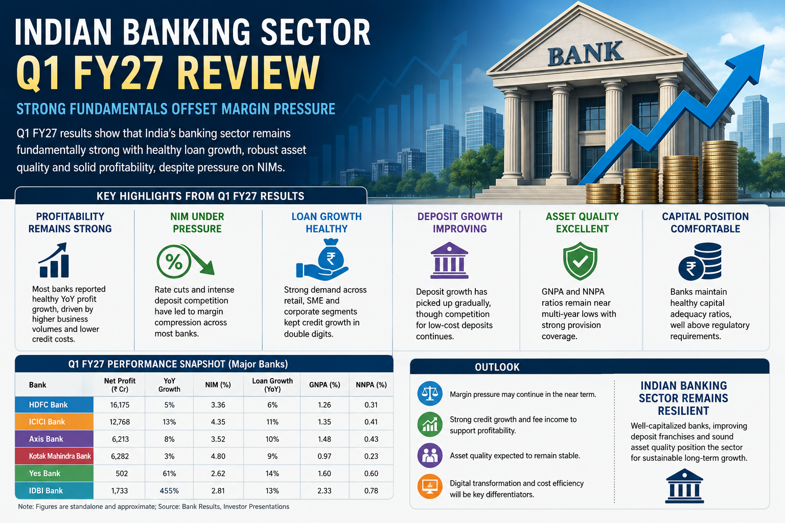 Indian Banking Sector Q1 FY27 Review: Strong Fundamentals Offset Margin Pressure