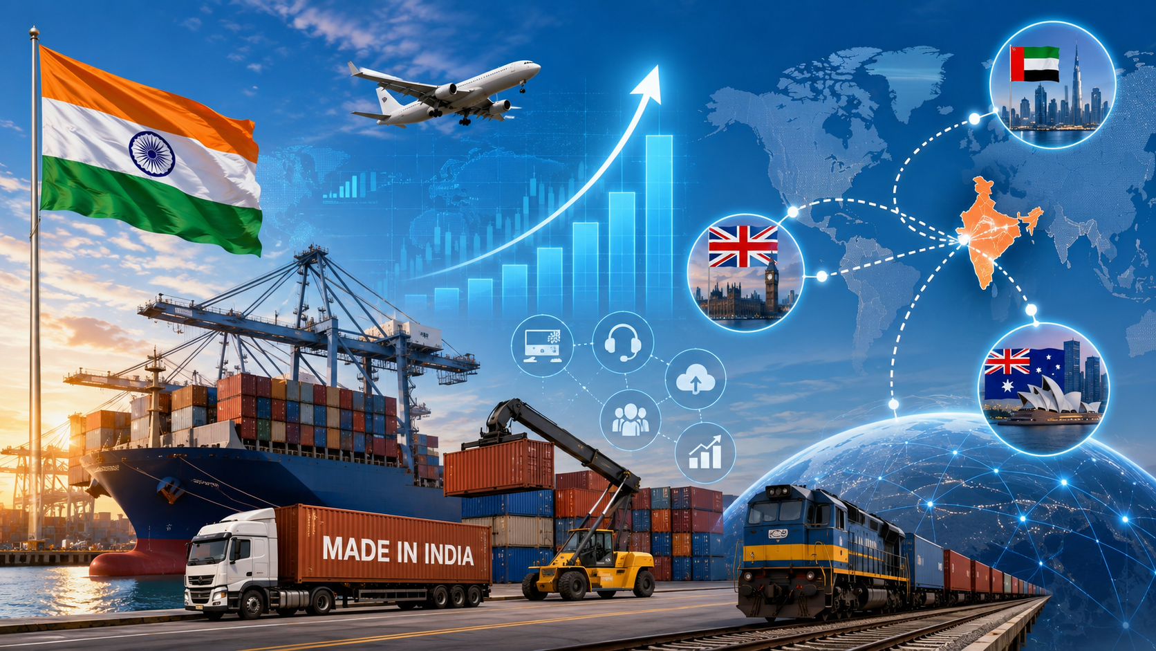 India’s Exports Reach Record $863.1 Billion in FY2025-26: Services, Manufacturing and FTAs Power Historic Growth