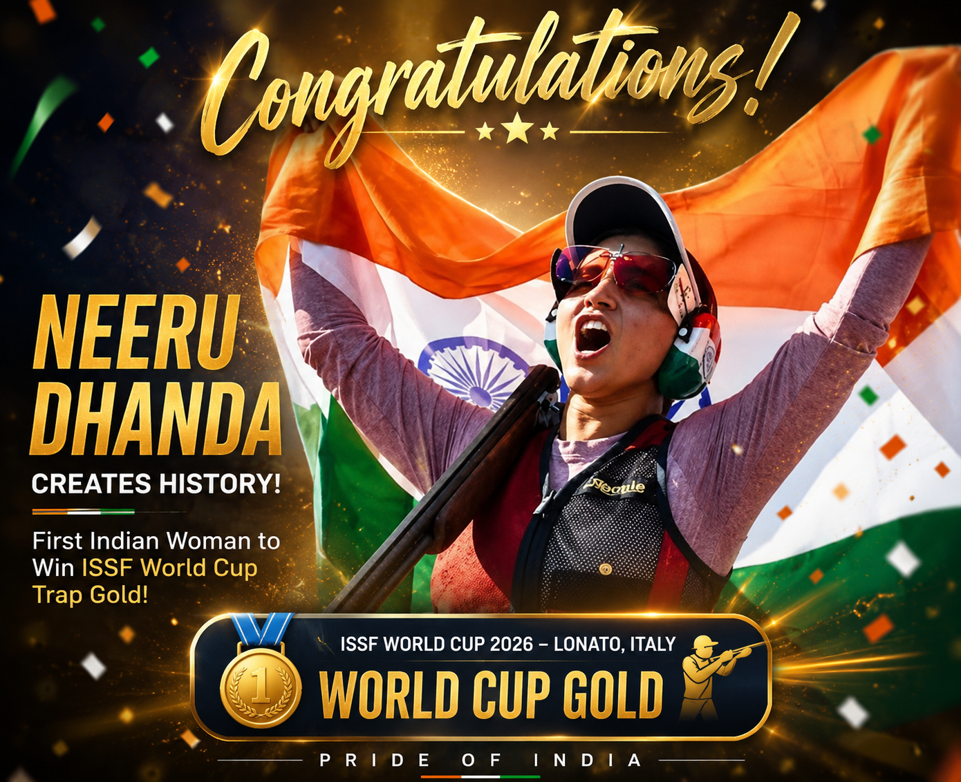 Neeru Dhanda Creates History with Historic ISSF World Cup Trap Gold for India