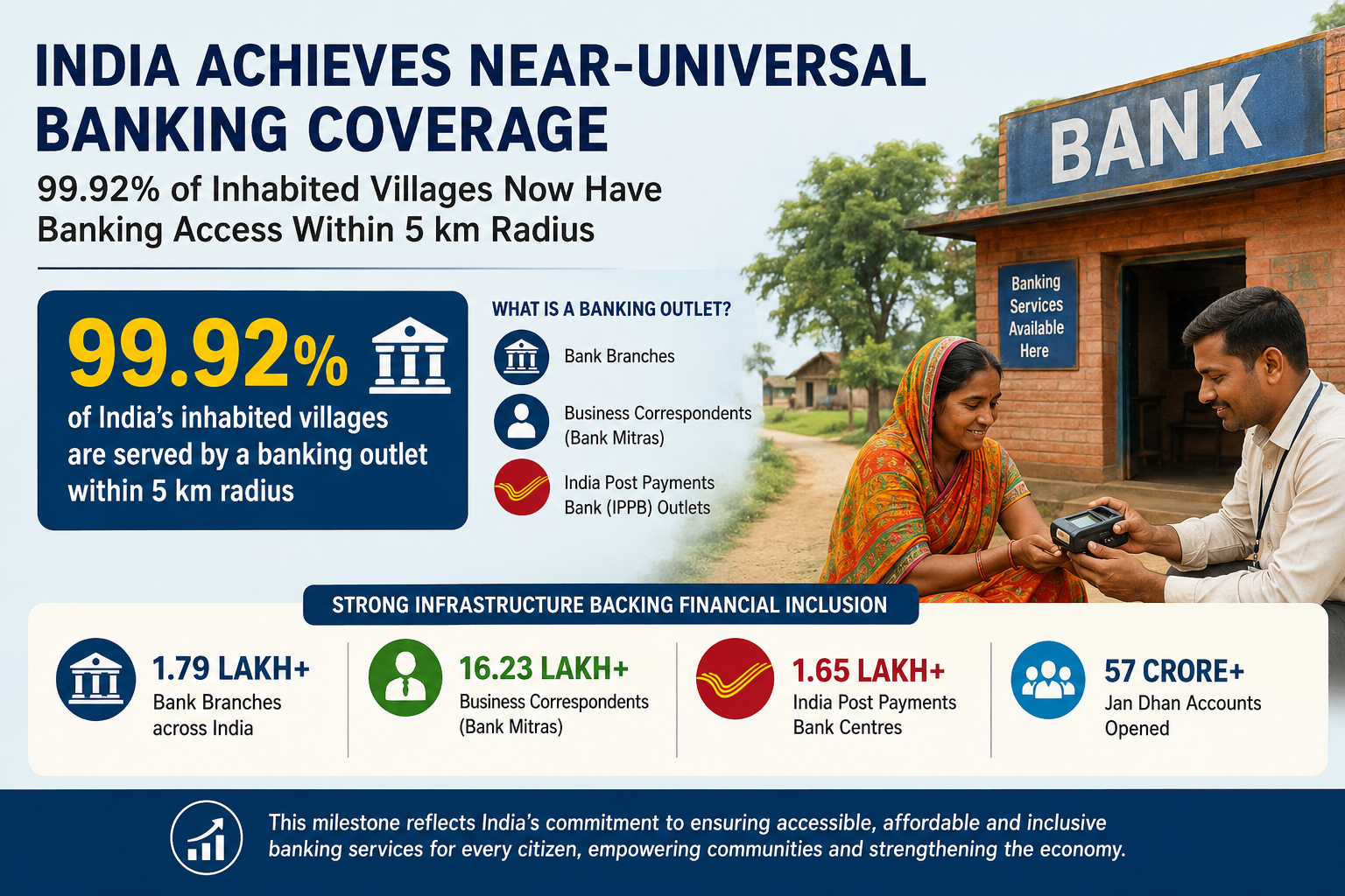 India Achieves Near-Universal Banking Coverage: A Landmark in Financial Inclusion