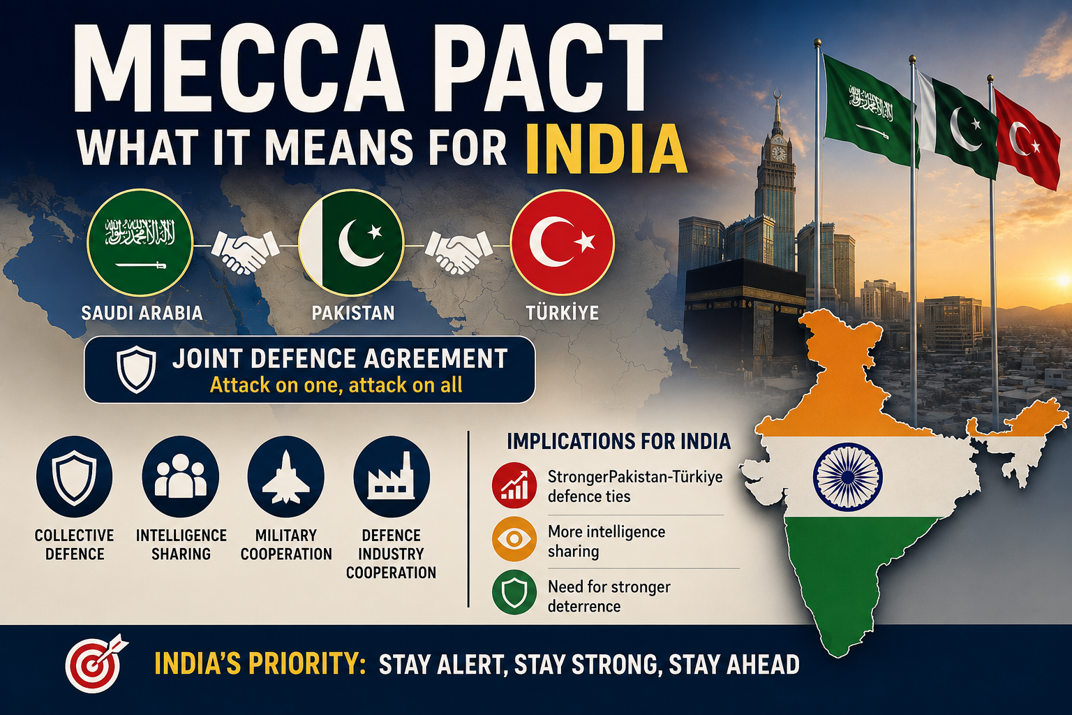Mecca Pact Explained: What the Saudi Arabia–Pakistan–Türkiye Defence Agreement Means for India