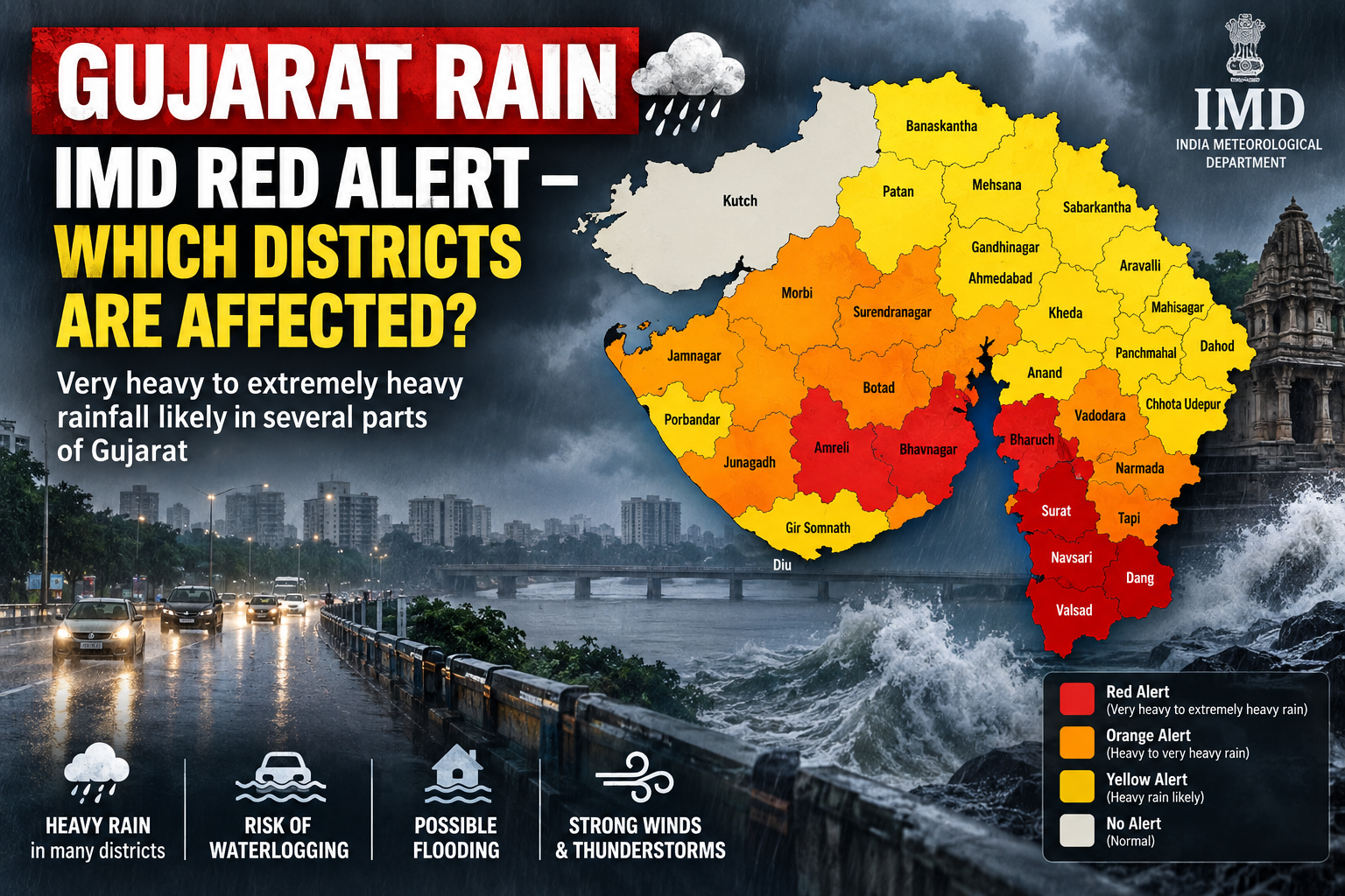 Gujarat Rain: IMD Red Alert — Which Districts Are Affected?